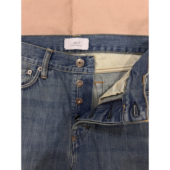 Mr P. Mens 32x32 Blue Button Fly Slim Fit Organic Selvage Denim Jeans Japan - Picture 4 of 10